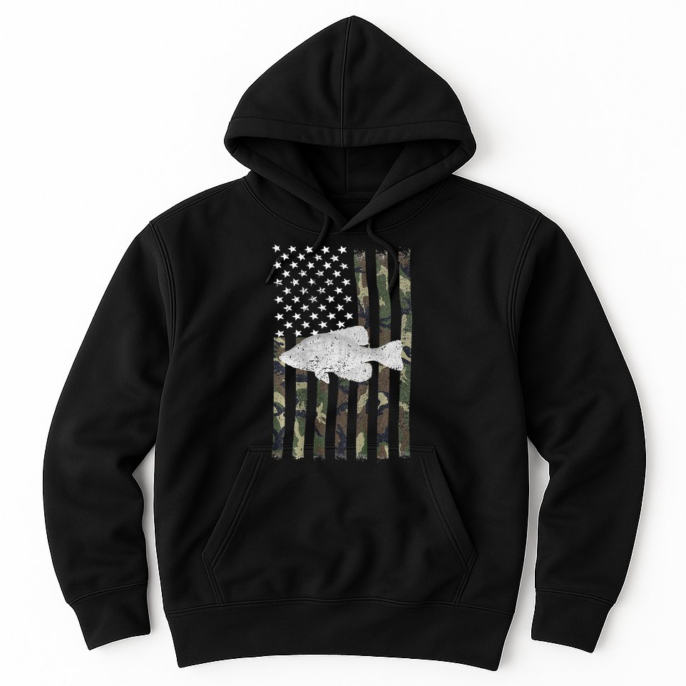 Crappie Fishing Camo Flag (On Back) Hoodie