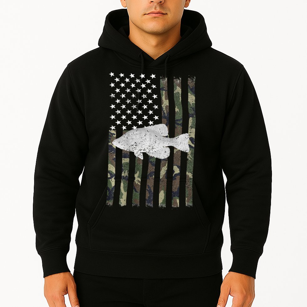 Crappie Fishing Camo Flag (On Back) Hoodie
