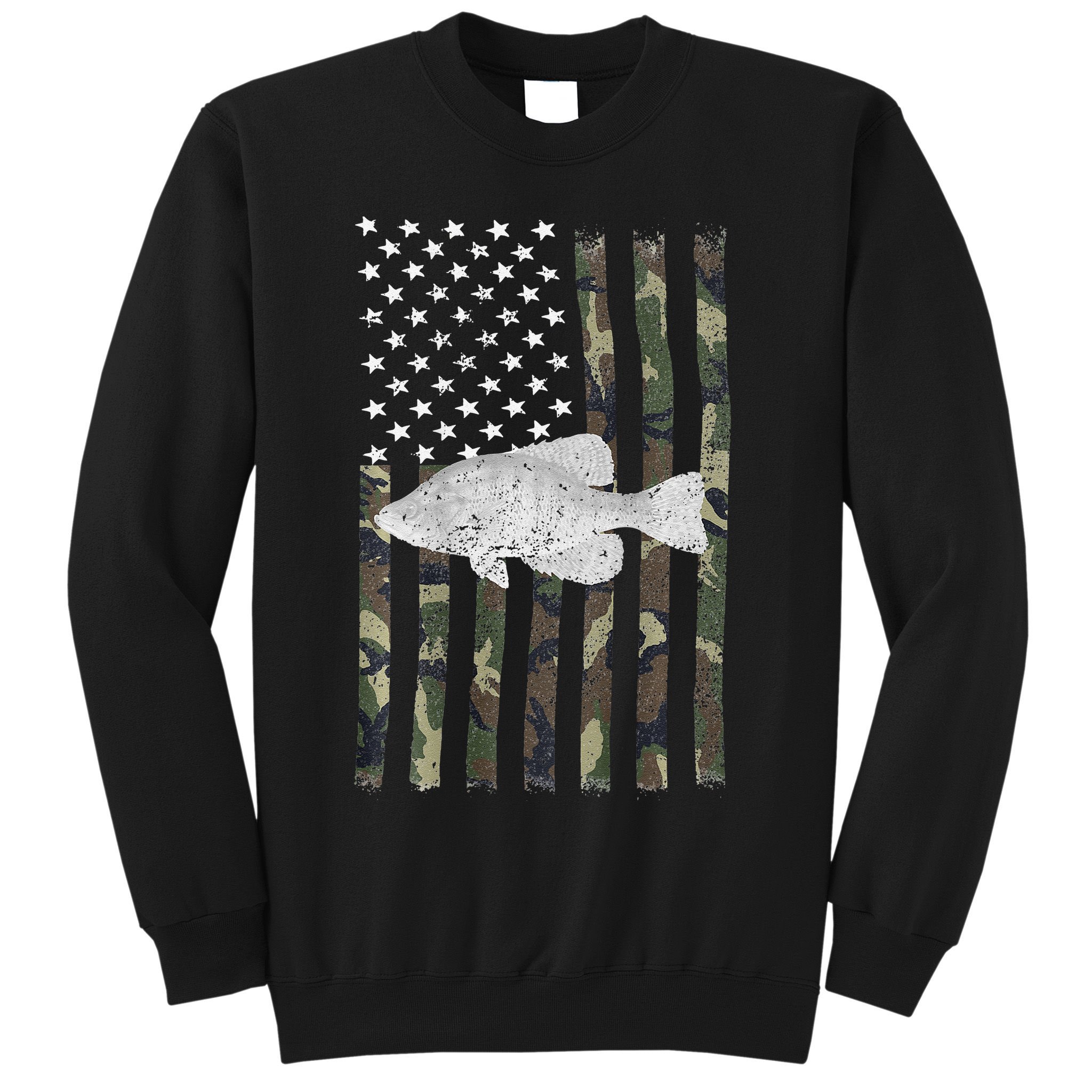 Crappie Fishing Camo Flag (On Back) Sweatshirt