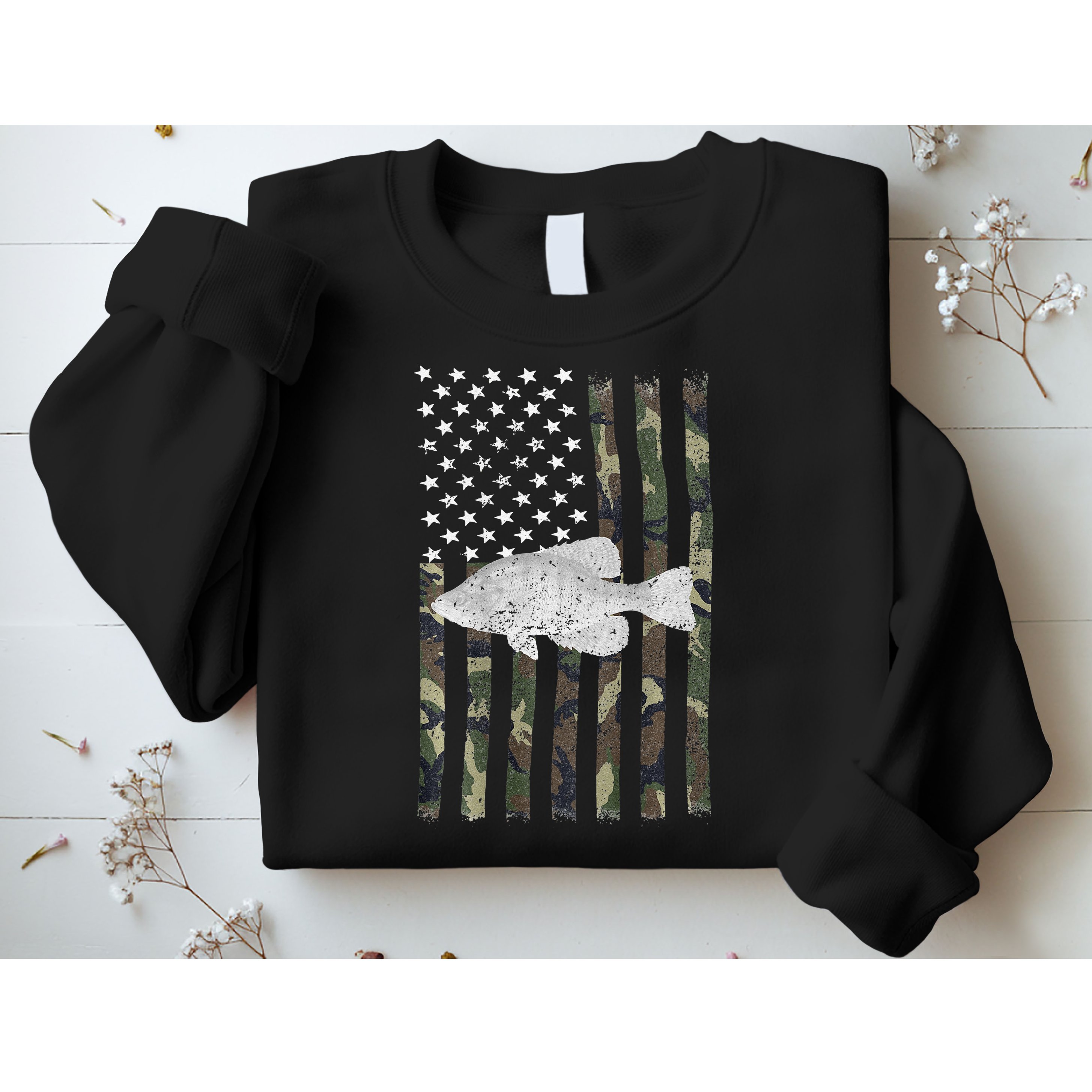 Crappie Fishing Camo Flag (On Back) Sweatshirt