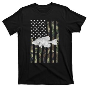 Crappie Fishing Camo Flag (On Back) T-Shirt