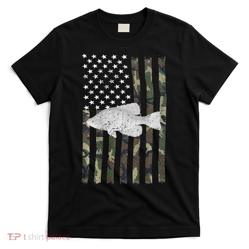 Crappie Fishing Camo Flag (On Back) T-Shirt