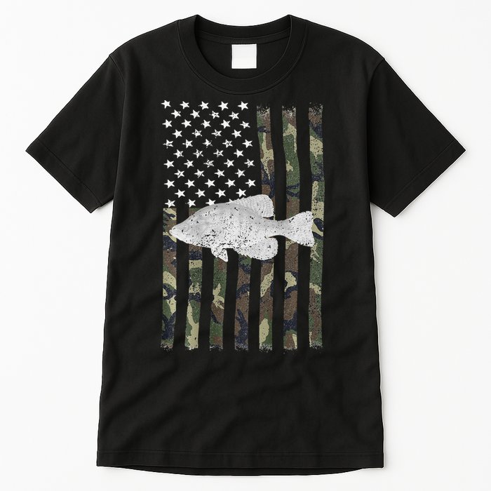 Crappie Fishing Camo Flag (On Back) Tall T-Shirt