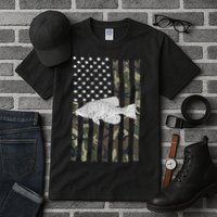 Crappie Fishing Camo Flag (On Back) Tall T-Shirt