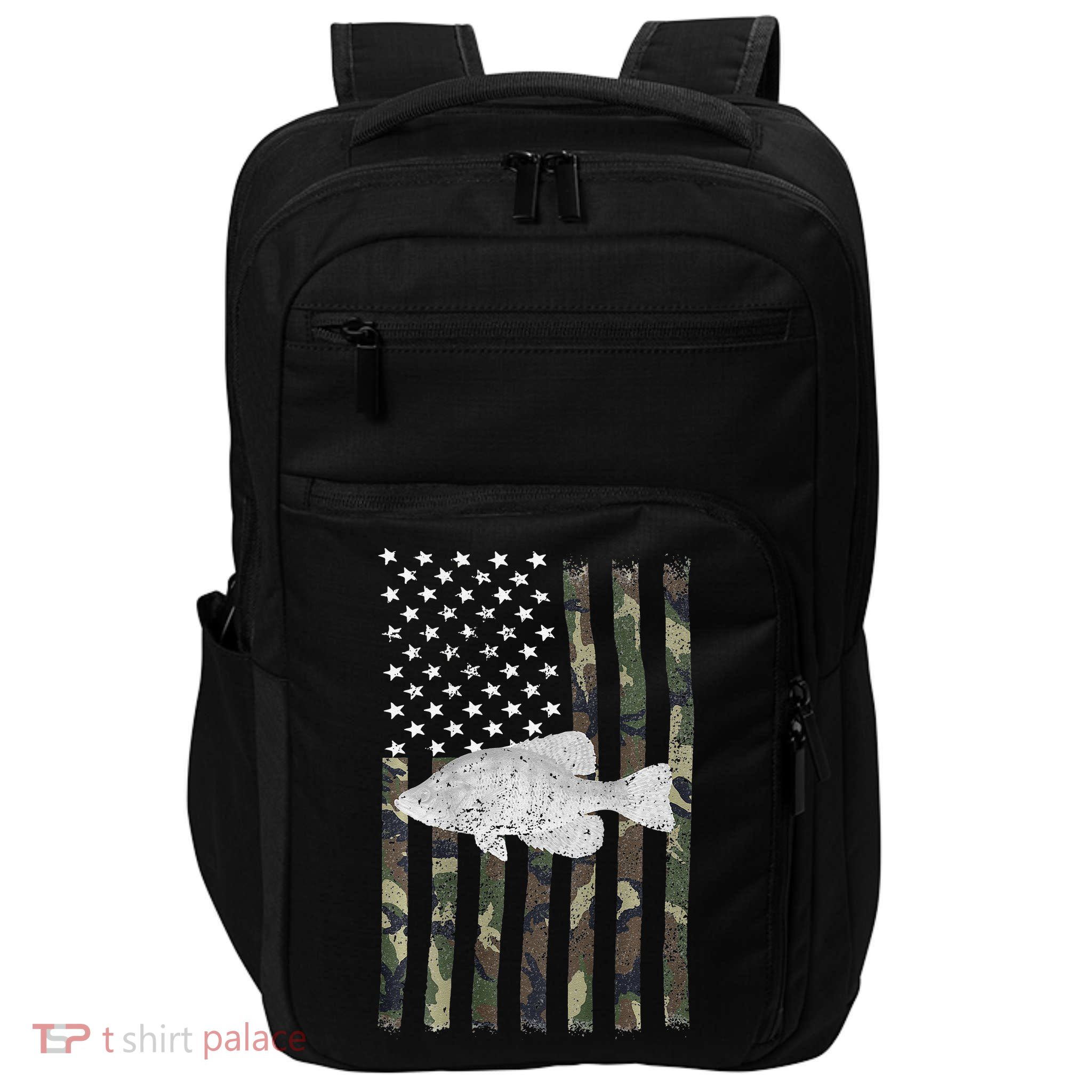 Crappie Fishing Camo Flag (On Back) Impact Tech Backpack
