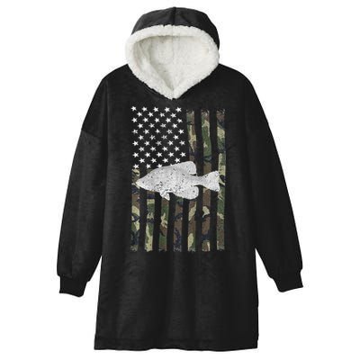 Crappie Fishing Camo Flag (On Back) Hooded Wearable Blanket