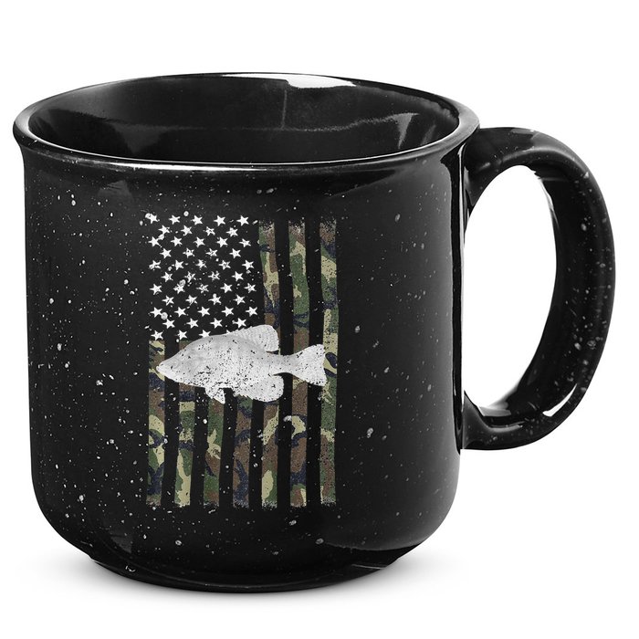 Crappie Fishing Camo Flag (On Back) 15oz Campfire Ceramic Mug