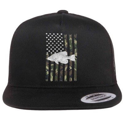 Crappie Fishing Camo Flag (On Back) Flatbill Hat
