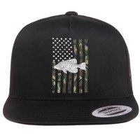 Crappie Fishing Camo Flag (On Back) Flat Bill Trucker Hat