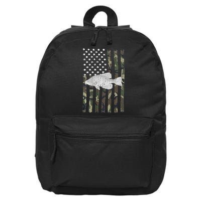 Crappie Fishing Camo Flag (On Back) 16 in Basic Backpack