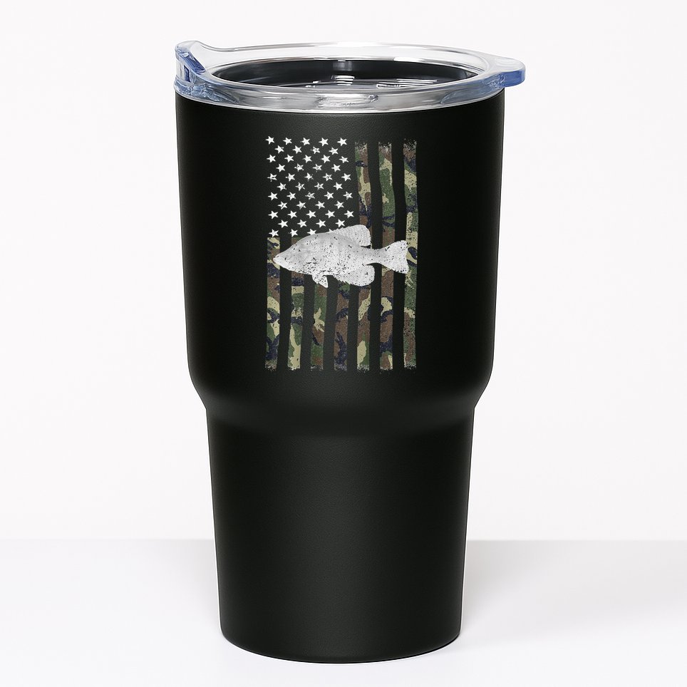 Crappie Fishing Camo Flag (On Back) Tumbler