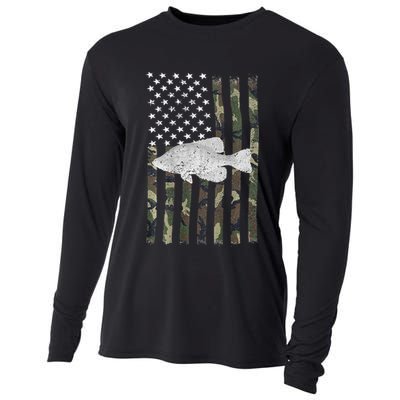 Crappie Fishing Camo Flag (On Back) Cooling Performance Long Sleeve Crew