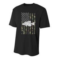 Crappie Fishing Camo Flag (On Back) Youth Performance Sprint T-Shirt