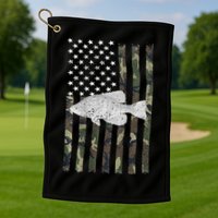 Crappie Fishing Camo Flag (On Back) Golf Towel
