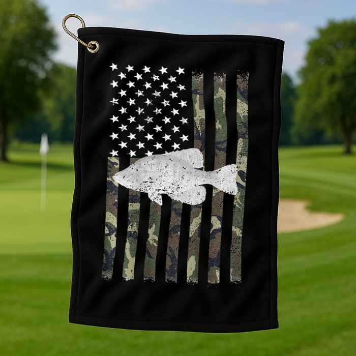 Crappie Fishing Camo Flag (On Back) Golf Towel