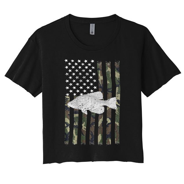 Crappie Fishing Camo Flag (On Back) Crop Top