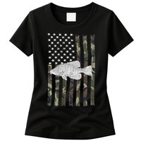 Crappie Fishing Camo Flag (On Back) Womens T-Shirt