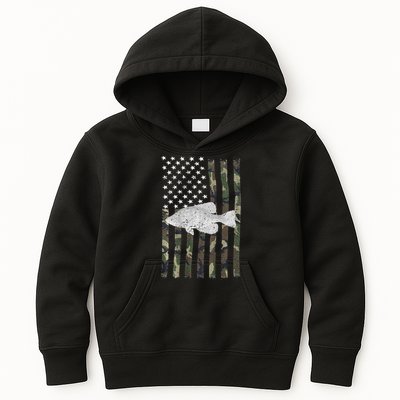 Crappie Fishing Camo Flag (On Back) Kids Hoodie