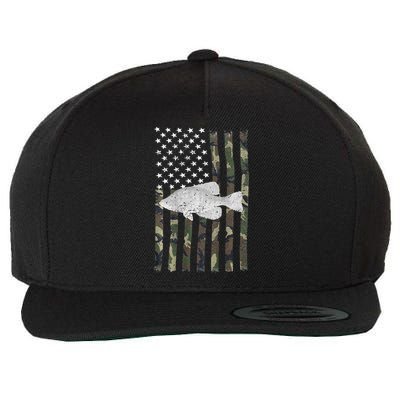 Crappie Fishing Camo Flag (On Back) Wool Snapback Cap