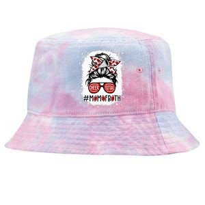 Cheer Football Cheerleading Mom Of Both Messy Hair Bun Tie-Dyed Bucket Hat