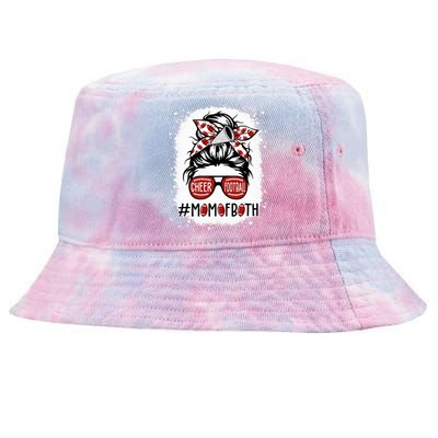 Cheer Football Cheerleading Mom Of Both Messy Hair Bun Tie-Dyed Bucket Hat