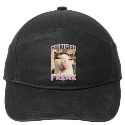 Certified Freak Cat Meme Funny Pet Humor 7-Panel Snapback Hat