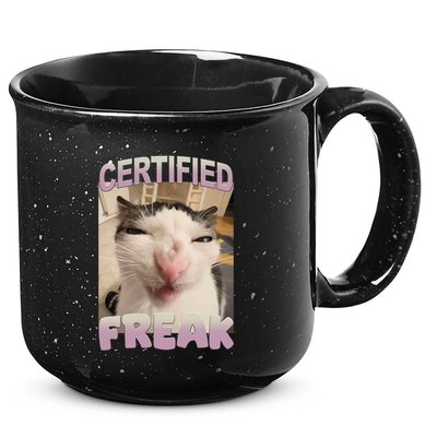Certified Freak Cat Meme Funny Pet Humor 15oz Campfire Ceramic Mug