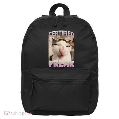 Certified Freak Cat Meme Funny Pet Humor 16 in Basic Backpack