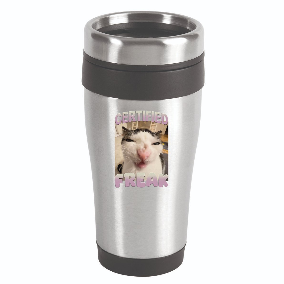 Certified Freak Cat Meme Funny Pet Humor 16oz Travel Tumbler