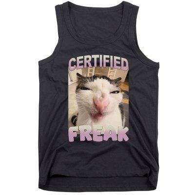 Certified Freak Cat Meme Funny Pet Humor Tank Top