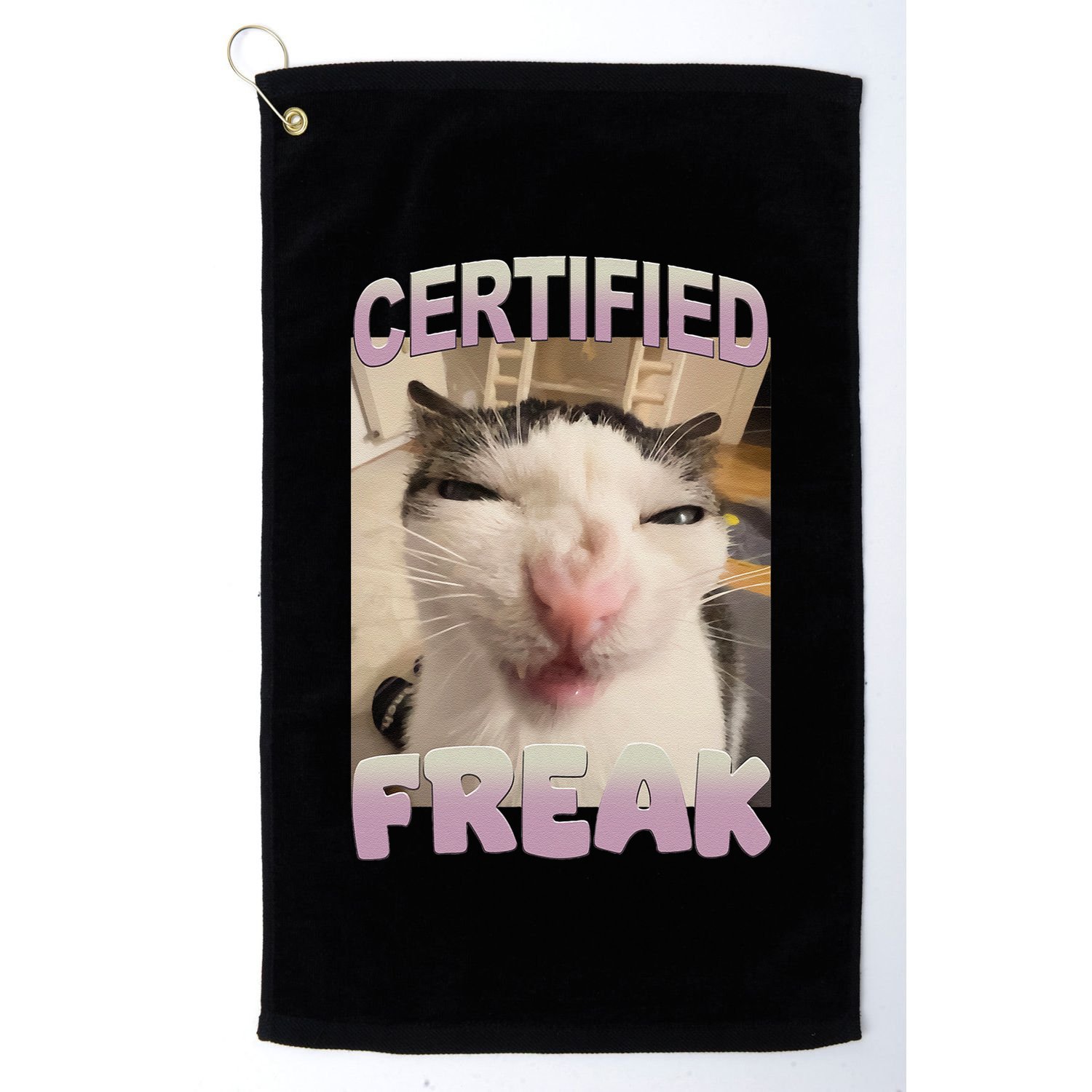 Certified Freak Cat Meme Funny Pet Humor Golf Towel