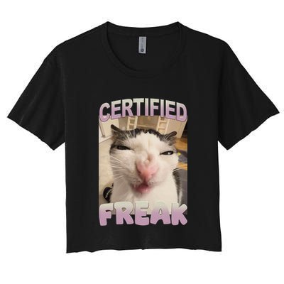 Certified Freak Cat Meme Funny Pet Humor Crop Top
