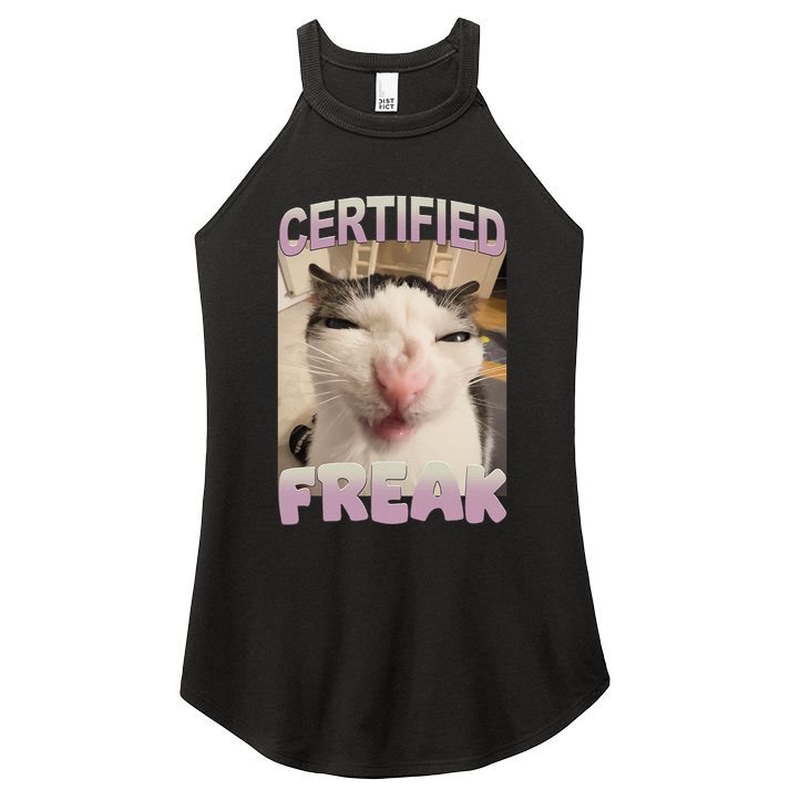 Certified Freak Cat Meme Funny Pet Humor Women's Perfect Tri Rocker Tank