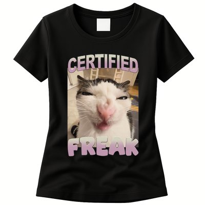 Certified Freak Cat Meme Funny Pet Humor Womens T-Shirt