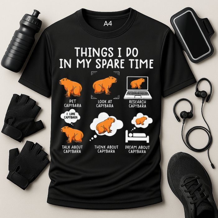 Capybaras Funny Capibara Rodent Things I Do In My Spare Time  Performance Shirt