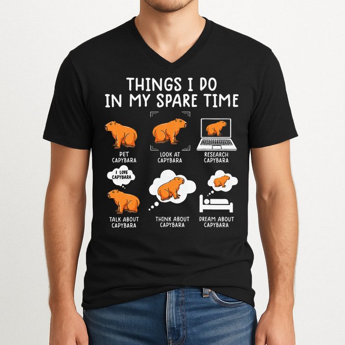 Capybaras Funny Capibara Rodent Things I Do In My Spare Time  V-Neck T-Shirt