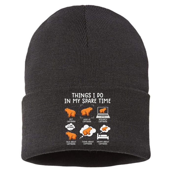Capybaras Funny Capibara Rodent Things I Do In My Spare Time  Sustainable Knit Beanie