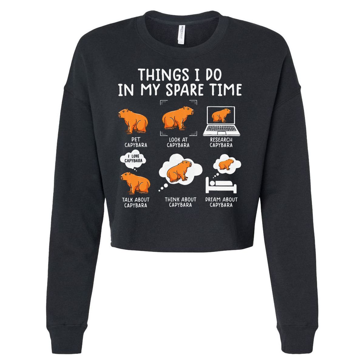 Capybaras Funny Capibara Rodent Things I Do In My Spare Time  Cropped Pullover Crew