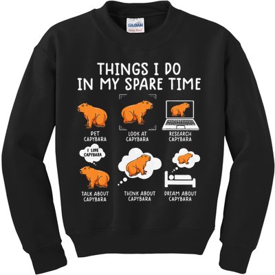 Capybaras Funny Capibara Rodent Things I Do In My Spare Time  Kids Sweatshirt
