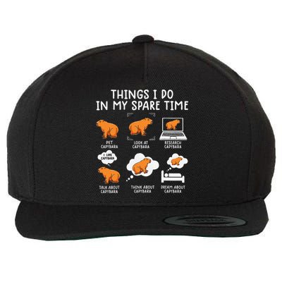 Capybaras Funny Capibara Rodent Things I Do In My Spare Time  Wool Snapback Cap