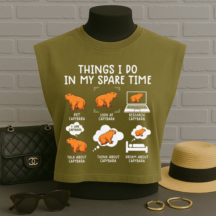 Capybaras Funny Capibara Rodent Things I Do In My Spare Time  Garment-Dyed Women's Muscle Tee