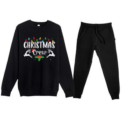 Cute Family Christmas Crew Matching Pajama Lights Premium Crewneck Sweatsuit Set