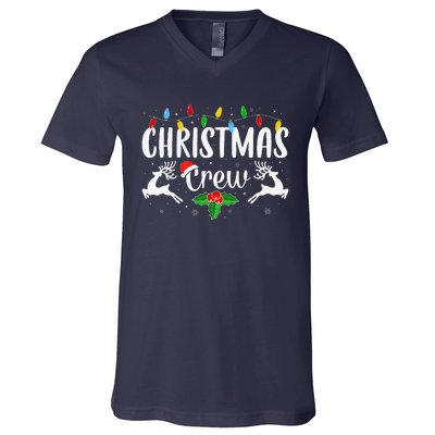 Cute Family Christmas Crew Matching Pajama Lights V-Neck T-Shirt