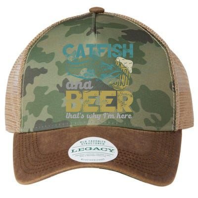 Catfish Fishing Catfish And Beer ThatS Why IM Here Flathead Gift Legacy Tie Dye Trucker Hat