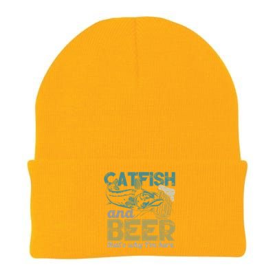 Catfish Fishing Catfish And Beer ThatS Why IM Here Flathead Gift Knit Cap Winter Beanie