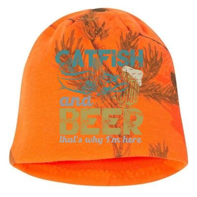 Catfish Fishing Catfish And Beer ThatS Why IM Here Flathead Gift Kati - Camo Knit Beanie