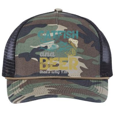 Catfish Fishing Catfish And Beer ThatS Why IM Here Flathead Gift Retro Rope Trucker Hat Cap