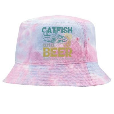 Catfish Fishing Catfish And Beer ThatS Why IM Here Flathead Gift Tie-Dyed Bucket Hat