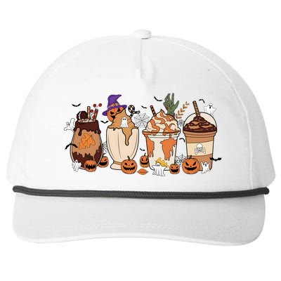 Corgi Fall Coffee Pumpkin Halloween Witch Snapback Five-Panel Rope Hat