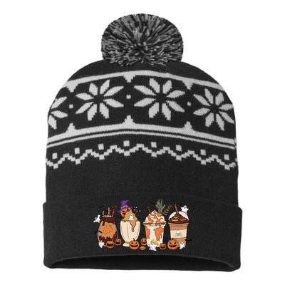 Corgi Fall Coffee Pumpkin Halloween Witch USA-Made Snowflake Beanie